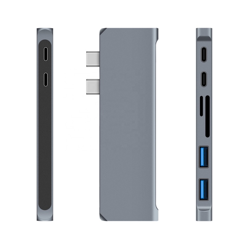 Bộ Hub Chuyển Đổi Usb-C Type-C Sang Usb3.0X2 + Usb-C + Pd + Sd + Tf 6 Trong 1 Cho Macbook