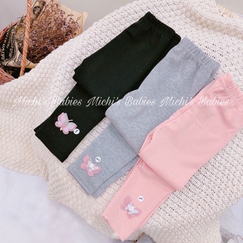 Quần legging cotton len co giãn 4 chiều đính hình siêu xinh cho bé