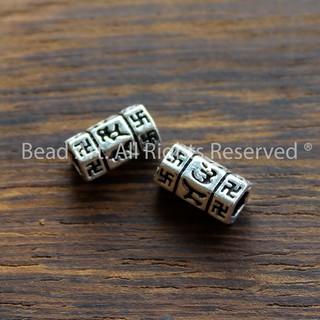 Phụ Kiện Trang Sức - Charm Dạng Ống Trụ Khắc Lục Tự Chú OM MANI PADME HUM 5.3x9MM, Vòng Tay Phong Thuỷ, Chuỗi Hạt S37