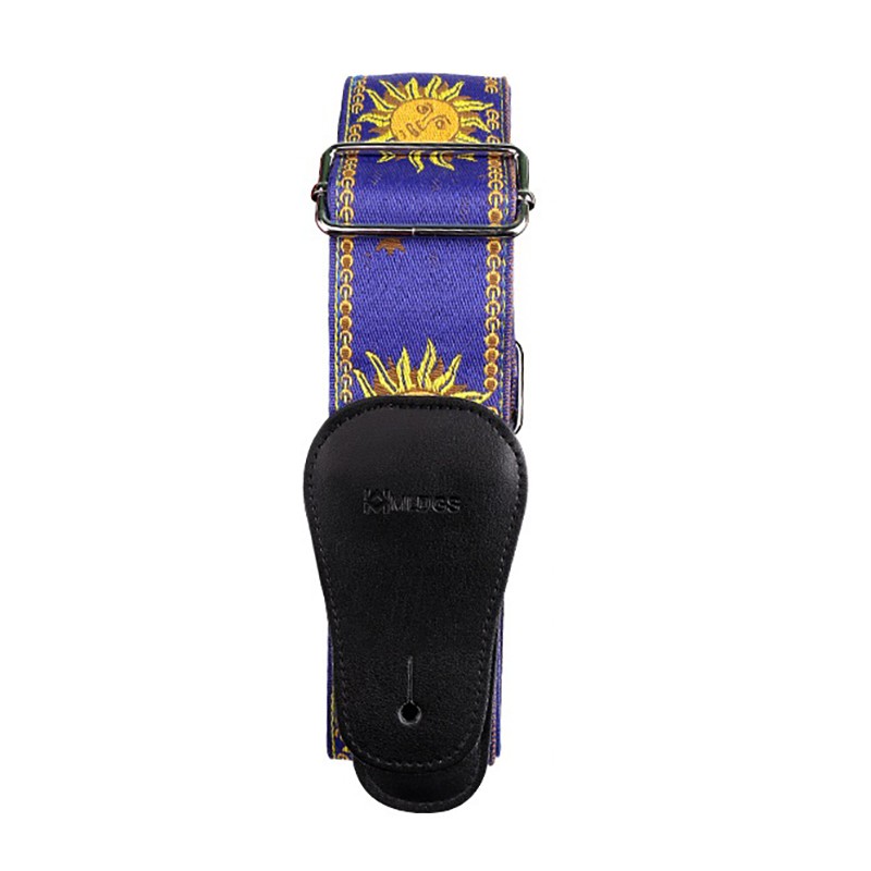 High Quality Electric Guitar Bass Strap Belt with Embroidery for Guitar Blue