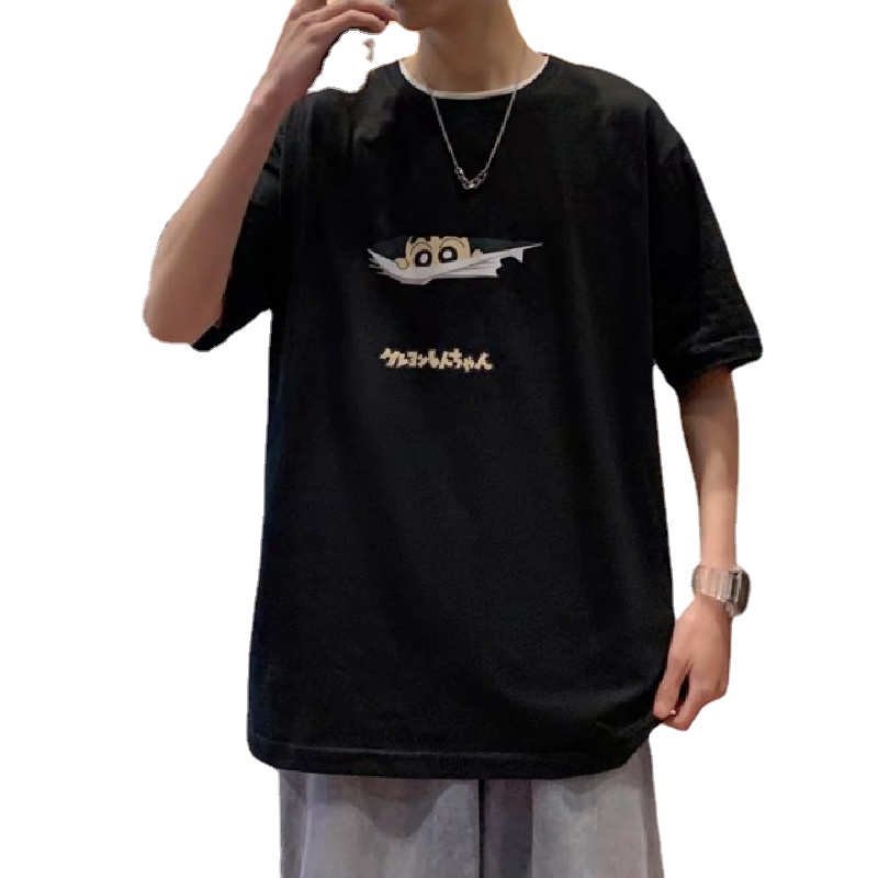 Áo Thun Tay Ngắn Dáng Rộng In Họa Tiết Hoạt Hình Phong Cách Hip Hop Hàn Quốc Thời Trang Cho Nam