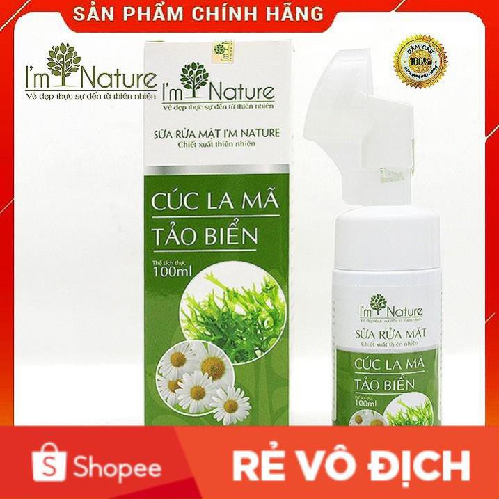 (+ Quà) Sữa Rửa Mặt I'M NATURE Cúc La Mã Tảo Biển - Đầu Cọ Silicon  ngăn ngừa Mụn Sáng Da Kiềm Dầu