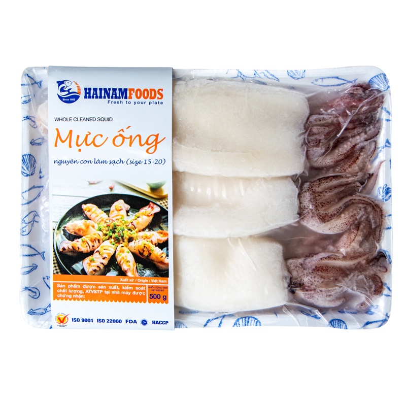 MỰC ỐNG NGUYÊN CON LÀM SẠCH SIZE 15-20CM - 500G [Giao hàng siêu tốc TPHCM 1-2 giờ]