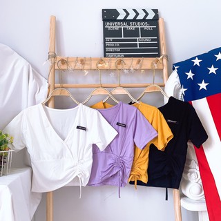 áo croptop đắp chéo rút eo