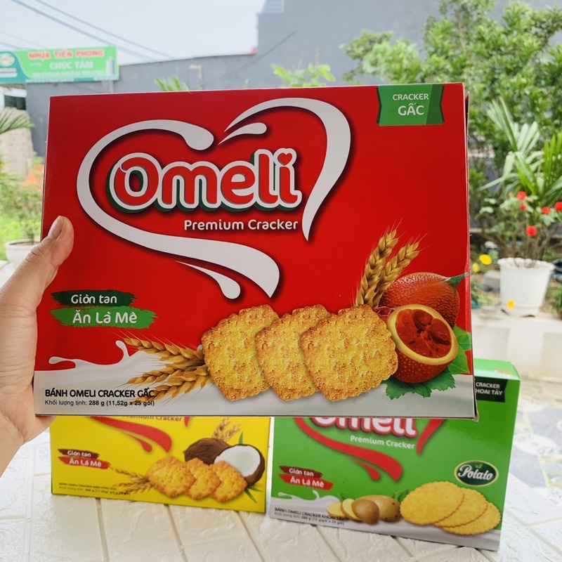 Bánh Omeli Cracker Hộp 288G Khoai Tây/Vừng dừa/Gấc