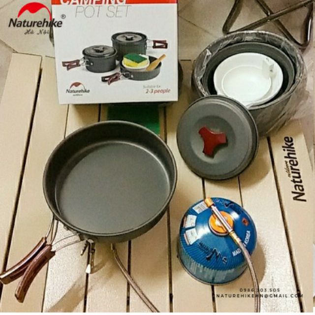 [Freeship Extra, kèm ảnh thật] Bộ 2 nồi và 1 chảo dã ngoại cao cấp Naturehike NH15T203-G, cam kết hàng chính hãng | BigBuy360 - bigbuy360.vn