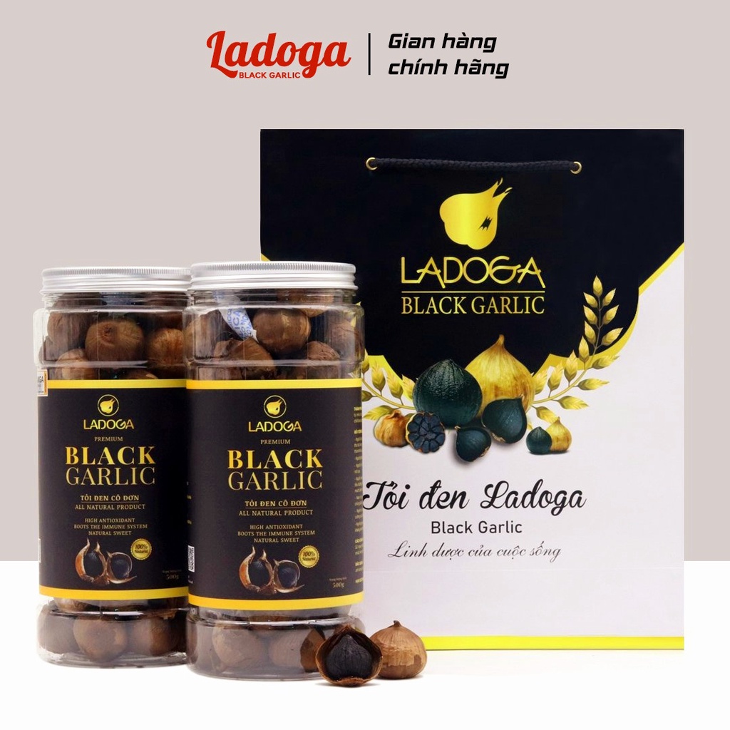 【Hàng Cao Cấp】Tỏi đen LADOGA premium đóng hộp 250g và 500g lên men tự nhiên 90 ngày từ tỏi cô đơn 1 nhánh