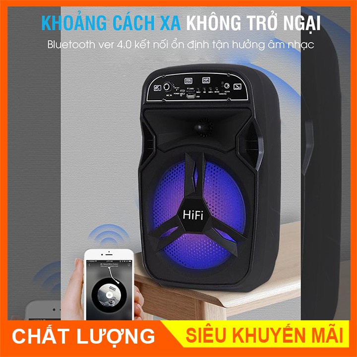 Loa Bluetooth Không Dây BT-06 Xách Tay Loại 1 Âm Thanh Hay Siêu Trầm, Led Nháy Theo Nhạc, Super Bass Nghe EDM, REMIX