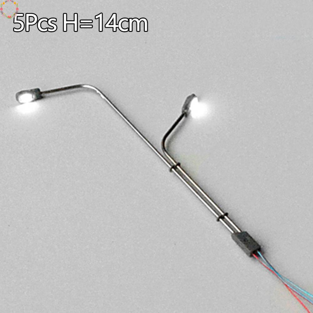 Bộ 5 đèn đường 14cm ánh sáng trắng cát bảng xây dựng mô hình đèn đường Đèn đường phát sáng Đèn đường ống thép Đèn đường hai đầu Đèn đường loại B Đồ trang trí