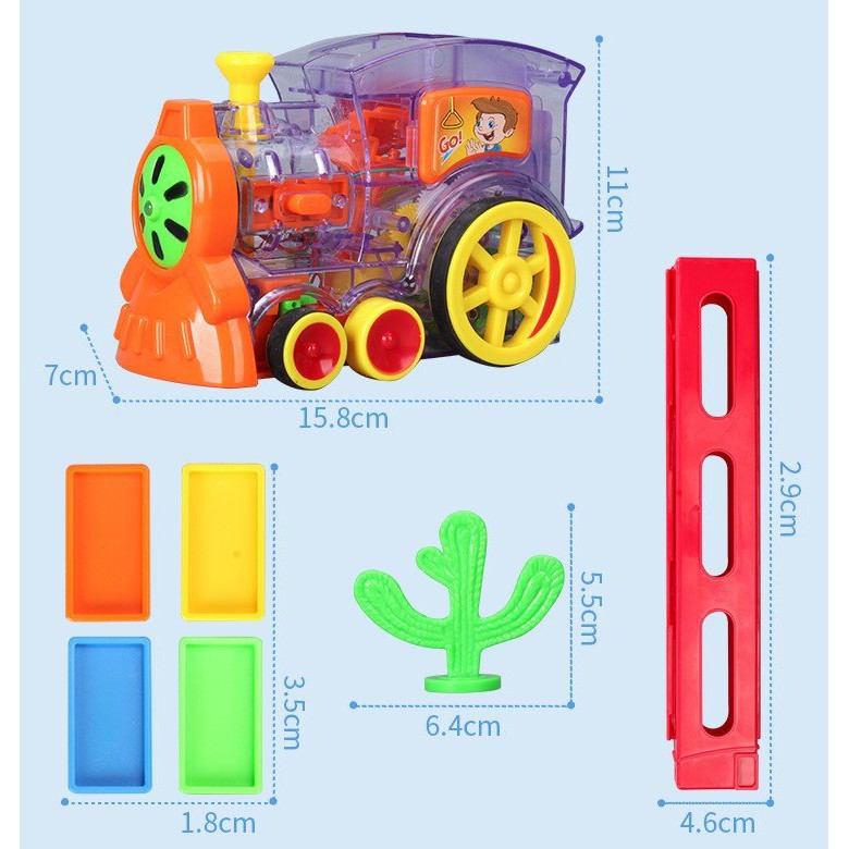 Tàu Hoả Domino - Bộ Đồ Chơi Tàu Hỏa Xếp Domino Tự Động Bé Thỏa Sức Sáng Tạo, Có đèn, Âm Thanh, Chỉnh hướng