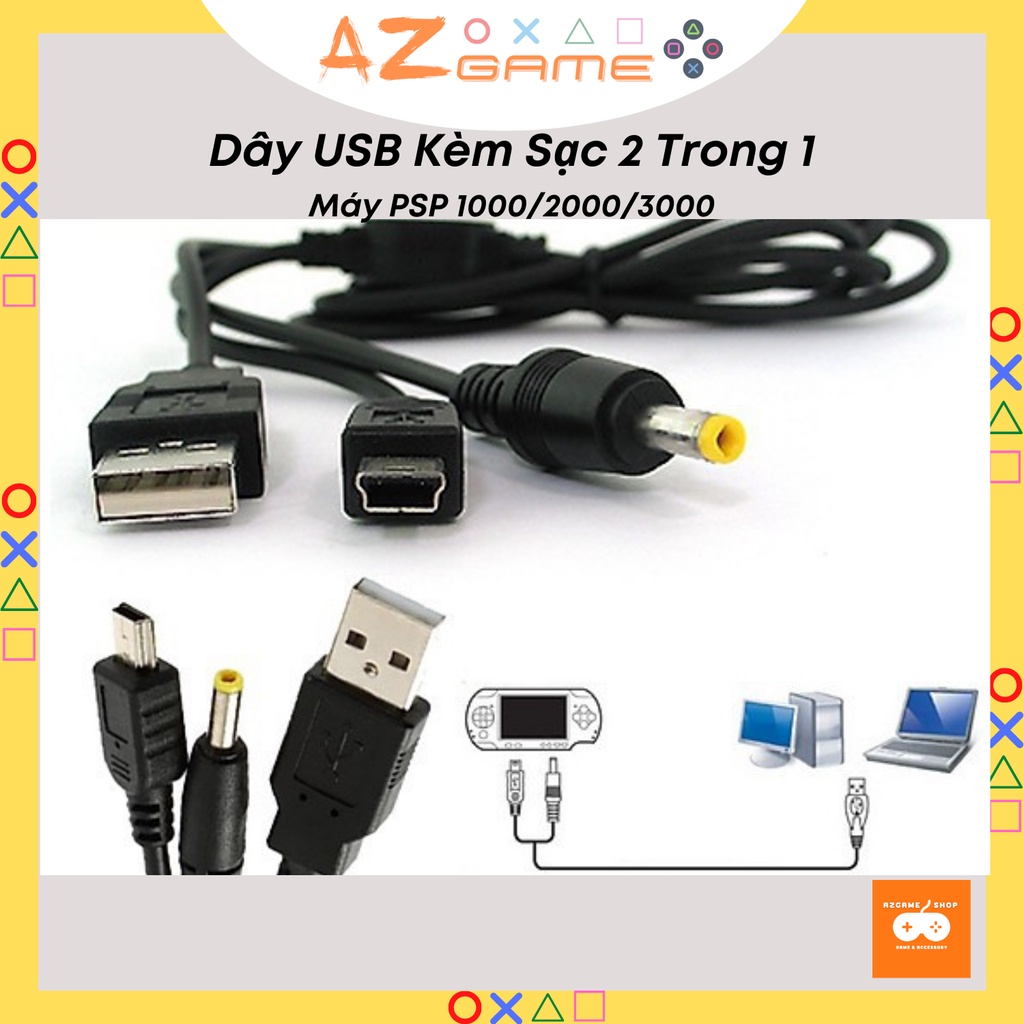 Dây Cáp Sạc Và Dây USB Kết Nối PSP 1000 2000 3000 Với Máy Tính Laptop