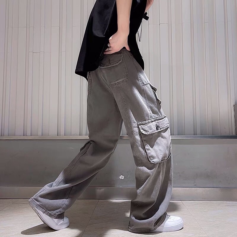 Quần kaki ống rộng túi hộp 4 túi kèm đai unisex hiphop Ulzzang siêu chất ❤️