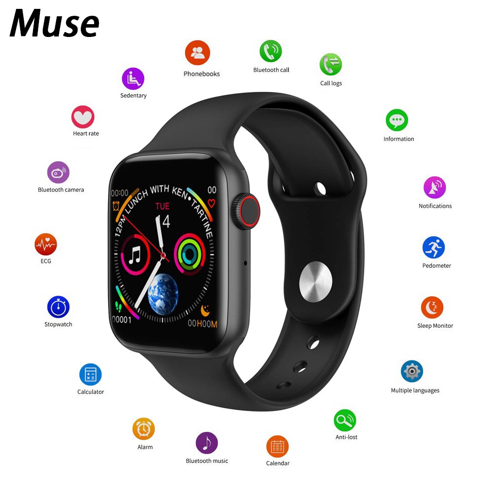 Muse07 Đồng hồ thông minh W34 Bluetooth ECG - nghe, gọi, nghe nhạc, đo nhịp tim - Smartwatch cho Android iPhone