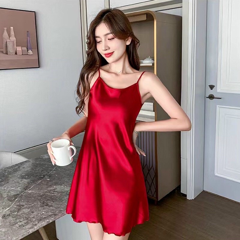 Đầm Ngủ Sexy- Đầm Ngủ 2 Dây Satin Cao Cấp Form 40-55kg | BigBuy360 - bigbuy360.vn