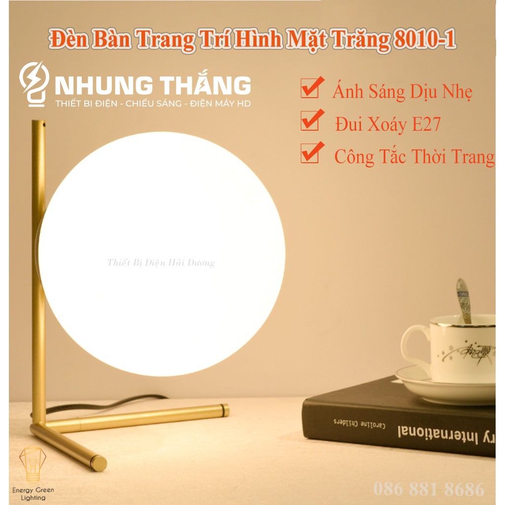 Đèn Để Bàn Trang Trí Hình Mặt Trăng 8010-1 - Kiểu Dáng Sang Trọng - Đã Bao Gồm Bóng Led - Bảo hành 12 Tháng