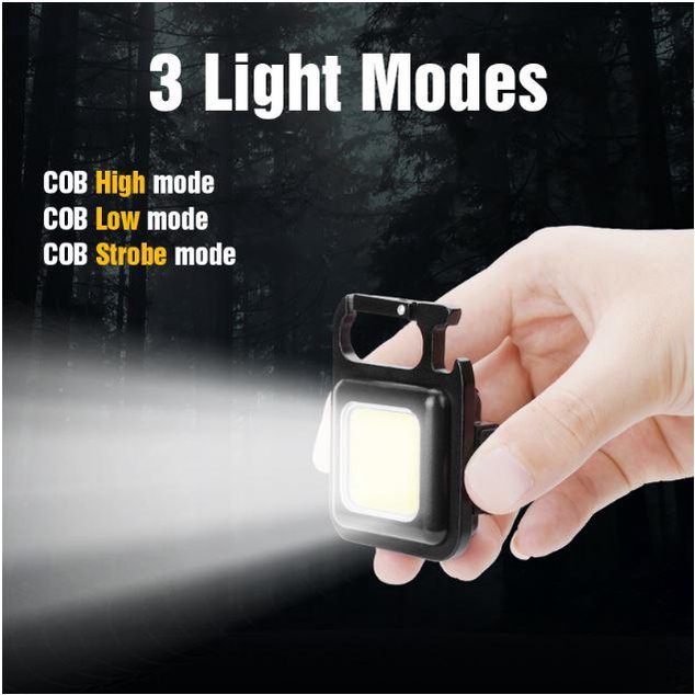 Đèn LED COB Mini Có Móc Khóa Đa Năng Sạc lại bằng Cổng USB Tiện Dụng