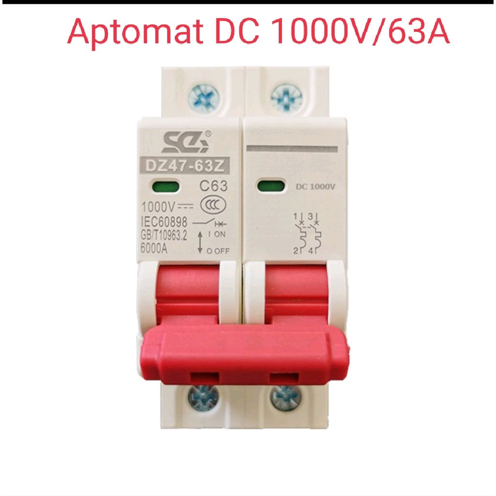 Aptomat đóng ngắt DC chuyên dụng Solar 1000V – 63A