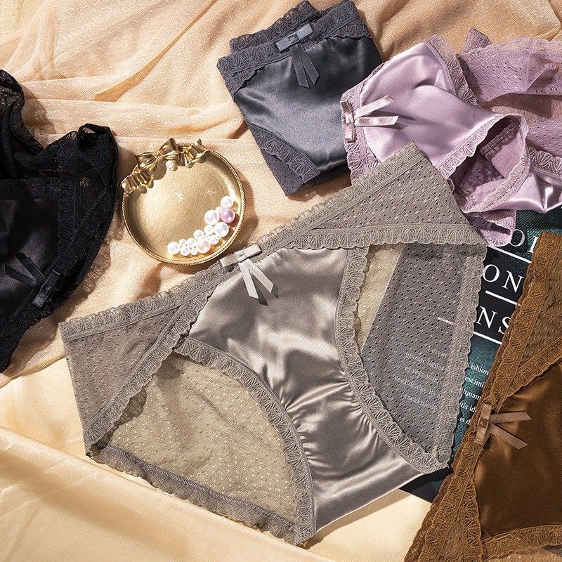 Quần Lót Lụa Lạnh Phối Ren Cực Sexy