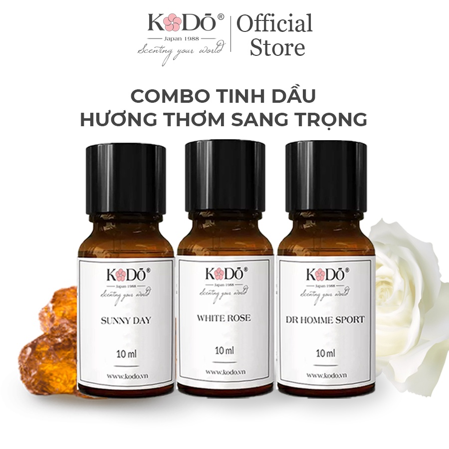 Combo 3 Chai Tinh Dầu Nước Hoa Nhập Khẩu Dành Cho Spa - Tươi Mát, Dịu Nhẹ, Thư Giãn - KODO - 10mlx3