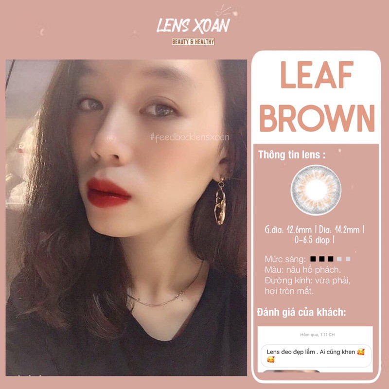 KÍNH ÁP TRÒNG LEAF BROWN: LENS NÂU RÊU ÁNH VÀNG TRONG NHẸ| B.S.COR| LENS XOẮN