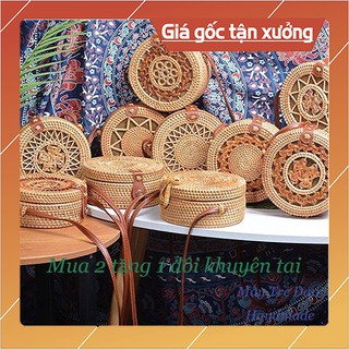 Túi Mây Tre Đan , Mặt Hoa Nhiều Loại , Kích Thước 20x8cm