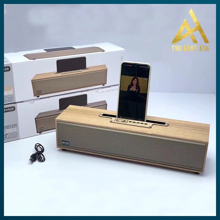 Loa Bluetooth Mini Cầm Tay Di Động XM-520 Chất Liệu Gỗ - Loa Nghe Nhạc Không Dây Xách Tay Âm Thanh Cực Hay