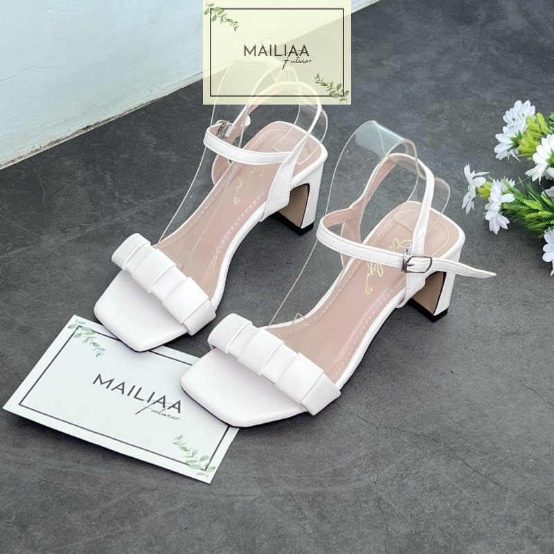 Sandal quai ngang phồng MAILIAA mã MOI gót dẹp 5 phân