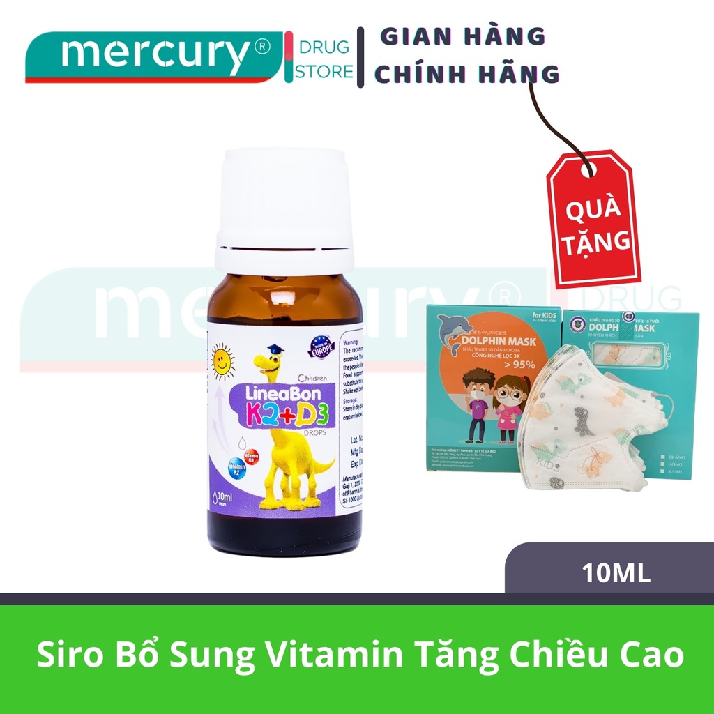 Siro Bổ Sung Vitamin Tăng Chiều Cao Cho Bé Lineabon K2+D3 Ergopharm 10Ml