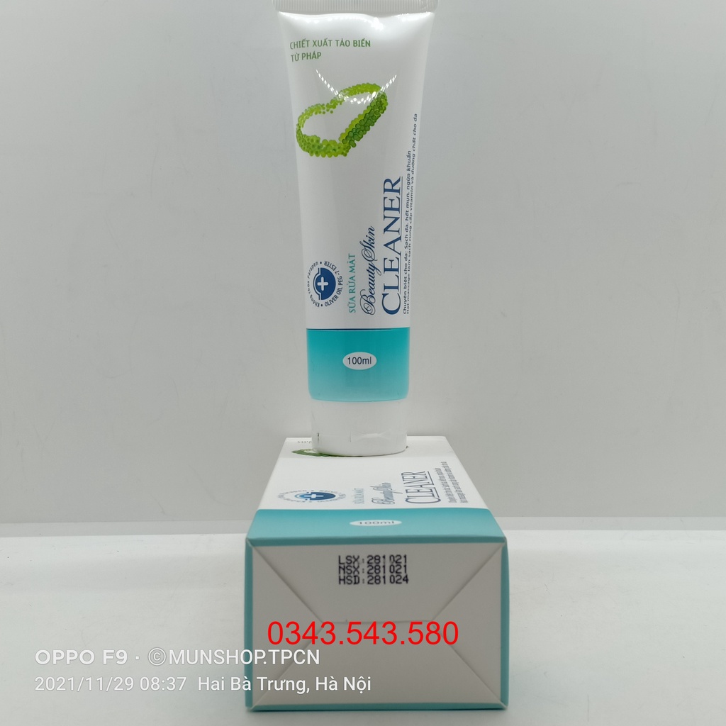 Sữa rửa mặt Beauty Skin CLEANER chiết xuất tảo biển từ Pháp tuýp 100ml