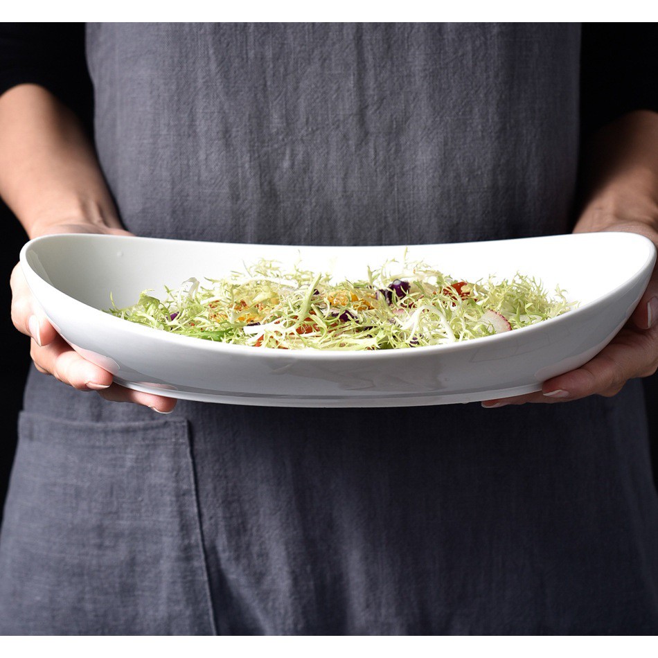 Đĩa trũng sứ trắng trộn salad hoặc bày hoa quả KT 27cm