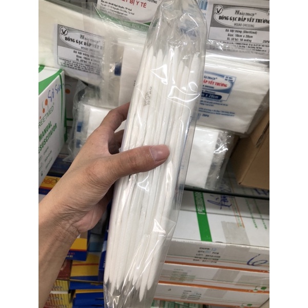 Băng GẠC Y TẾ Bông Gạc Đắp Vết Thương tiệt trùng thấm hút dịch nhanh 10x20cm 10cm x 20cm Bảo Thạch