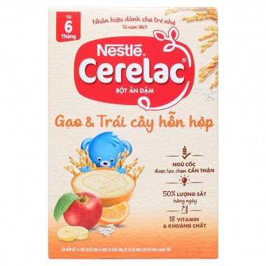 Bột ăn dặm Nestle Cerelac gạo trái cây hộp giấy 200g[Hàng chính hãng]