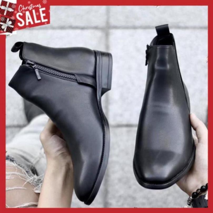 Giày Boots khóa kéo nam SN07 cao cổ da bò đế cao cá tính năng động trẻ trung [Sale]