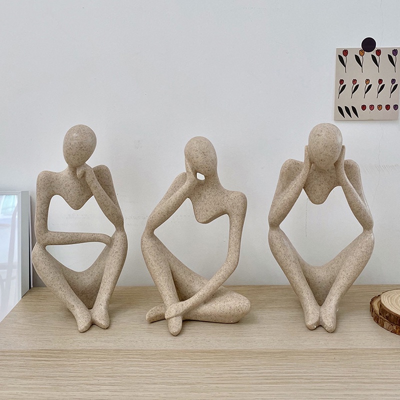 Tượng Điêu Khắc Trừu Tượng Phong Cách Bắc Âu Hiện Đại Bằng Nhựa Resin Để Bàn Trang Trí Nhà
