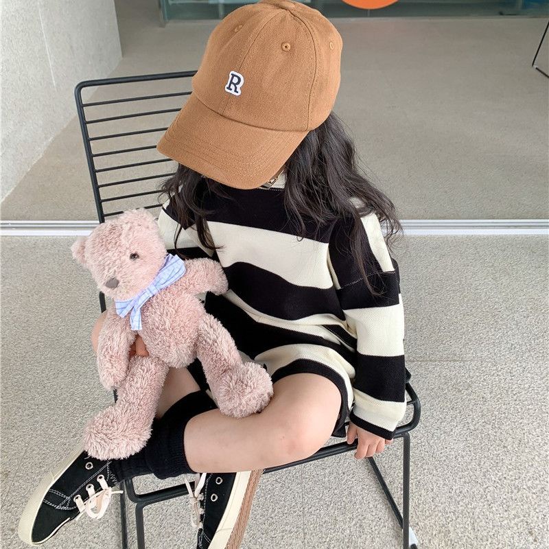 Set Áo Thun Tay Dài + Quần Short Dáng Rộng Phong Cách Hàn Quốc Thời Trang Mùa Thu Cho Bé Trai Và Gái