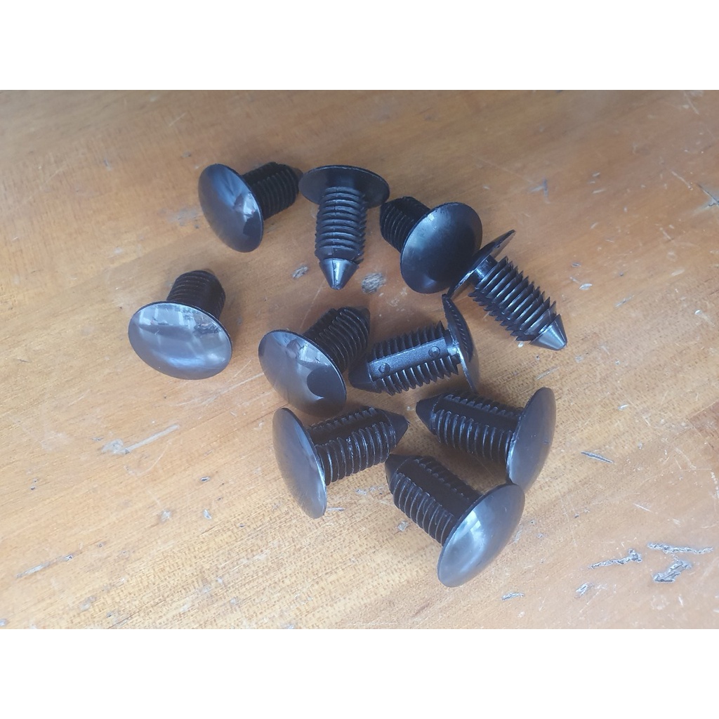 Set 20 đinh tán nhựa lỗ 10mm/11mm màu đen cho xe hơi Ford, ô tô - Chốt vít nhựa