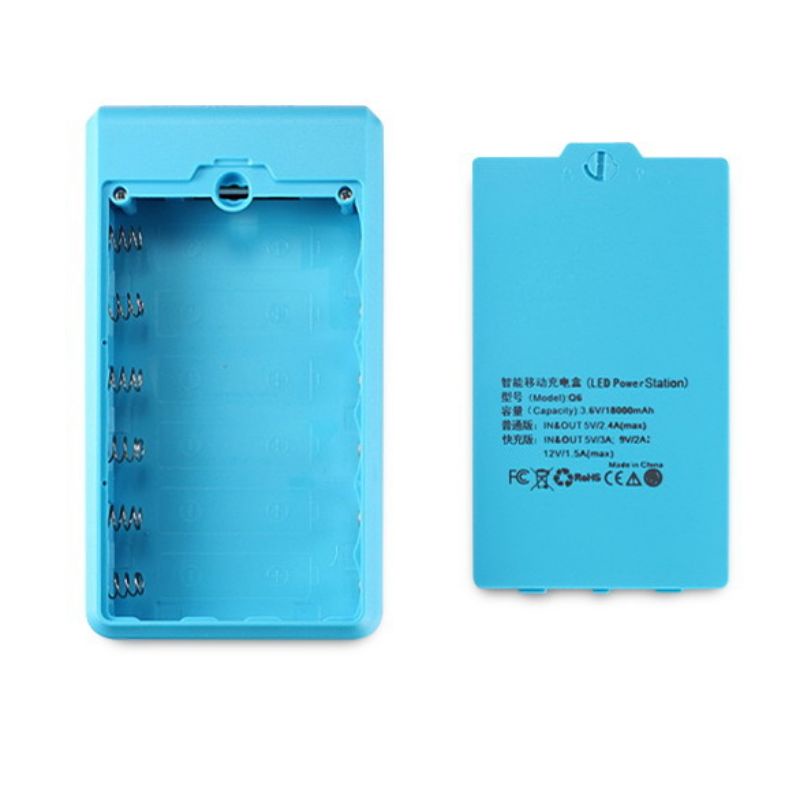 BỘ VỎ 6 PIN - Q6 - BOX SẠC DỰ PHÒNG ĐIỆN THOẠI CHÂN LÒ XO DÙNG PIN 18650 KHÔNG PHẢI HÀN