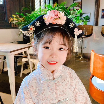 Cài tóc hình bông hoa tua rua phong cách Trung Hoa đáng yêu cho bé gái
