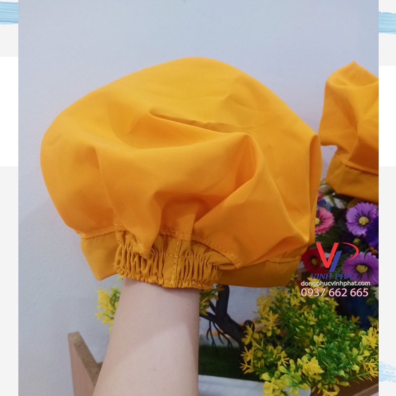 Mũ nón đầu bếp, phụ bếp đẹp màu vàng Free size chống bụi tiện dụng nón vải - Vĩnh Phát
