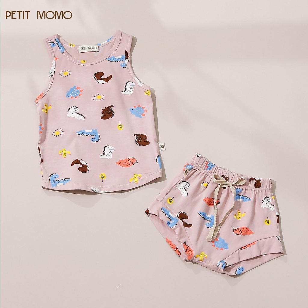 Bộ Ba Lỗ Bé Trai Bé Gái 1-6 Tuổi PETIT MOMO Thun Cotton Mát Lạnh Mềm Mại Cho Bé H129