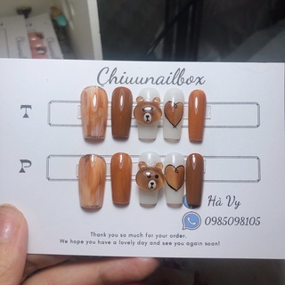Móng úp thiết kế_ Mã gấu brown 🐻 [ Nailbox xinh giá rẻ]