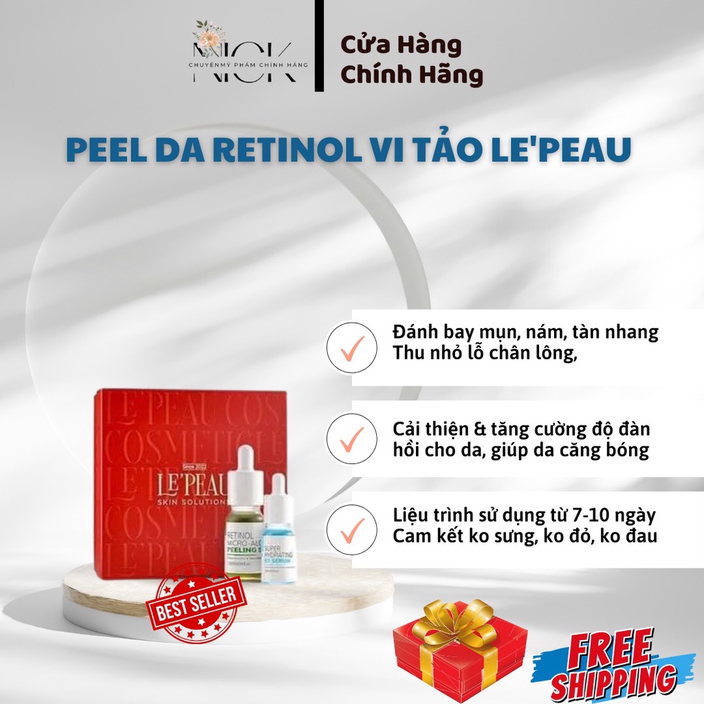 Peel Da Retinol Vi Tảo Le'Peau 10ml, Tinh Chất Tái Tạo Da [Tặng Kèm Serum Phục Hồi B5]