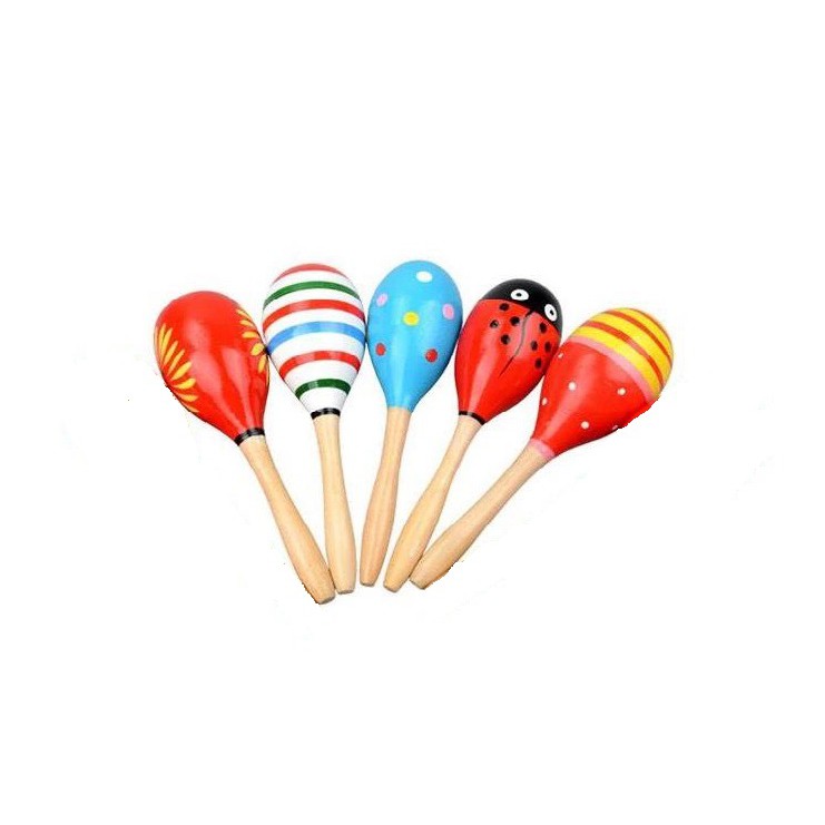 Bộ 4 Xúc Xắc Lục Lạc Cầm Tay Phát Âm Thanh Cho Trẻ Sơ Sinh Bằng Gỗ An Toàn Cho Bé