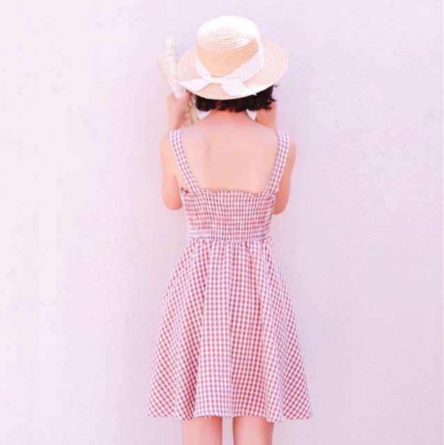 🍍Đầm xoè CARO hồng baby form ngắn dễ thương 🌺 Kèm ảnh thật | BigBuy360 - bigbuy360.vn
