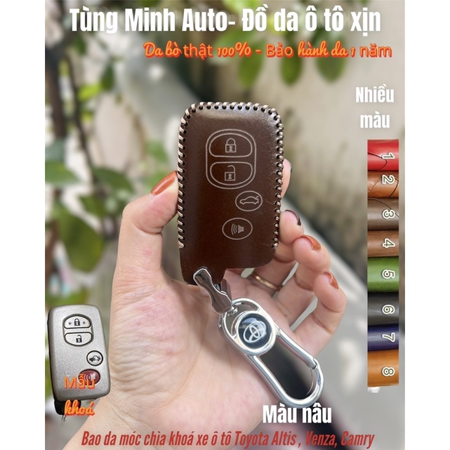Bao Da Móc Khoá Toyota Altis 2.0V, Camry 3.5, Venza, Landcruiser Prado 2010, bọc chìa khoá da bò xịn