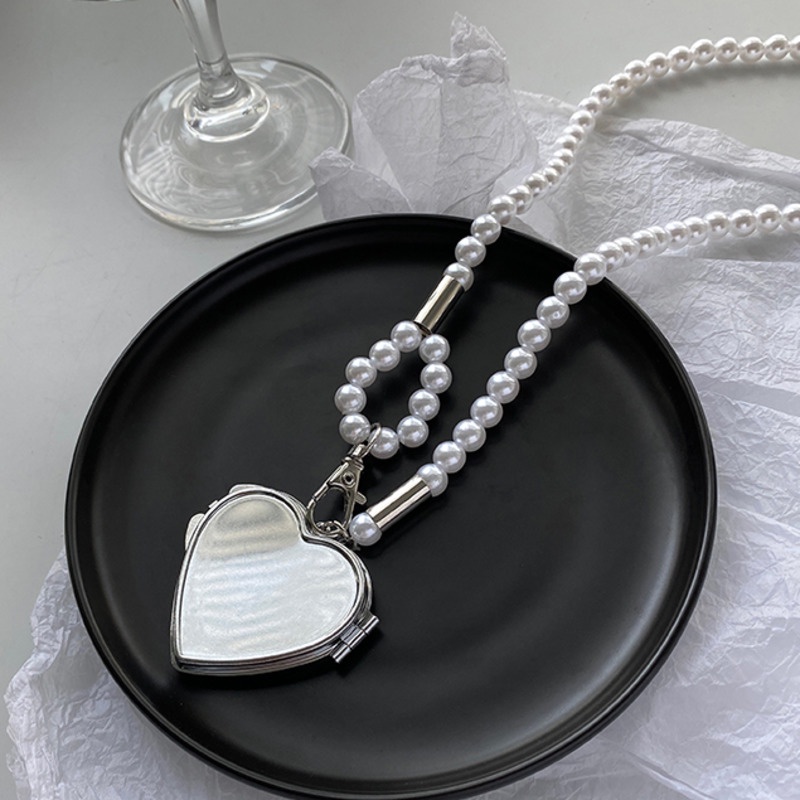Chuỗi dây ngọc trai giả mặt hình trái tim đeo chéo phong cách hàn quốc 19A1248