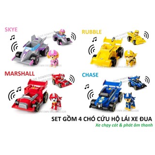 SET 4 Bộ chó cứu hộ lái xe đua có pin phim Những chú chó cứu hộ - Paw Patrol