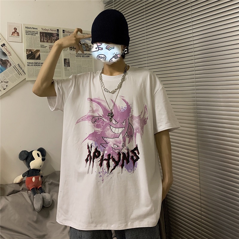 Áo Thun Đen In Hình Ma Quỷ Phong Cách Gothic Harajuku Đường Phố Thời Trang Mùa Hè 2023