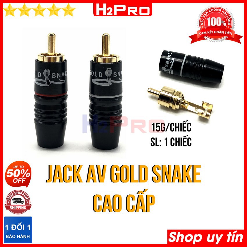 Đầu jack AV đực vuông góc H2Pro cao cấp đồng pha (1 chiếc), Jack AV đực hàn dây chuyên dụng