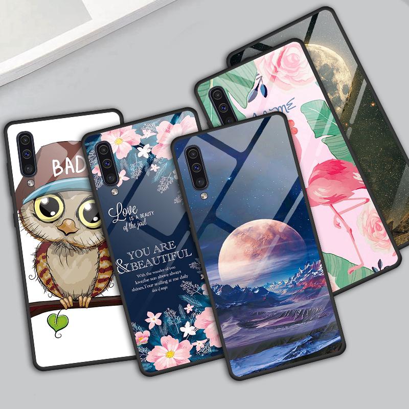 Ốp điện thoại cường lực họa tiết sinh động cho Samsung Galaxy A20 A30 A70 A50 A10 M20 S10 Plus S10E S10